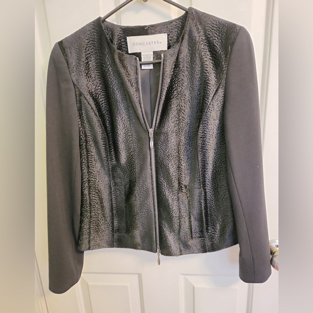 Doncaster “La Boheme” Black Texture Skirt & Jacket Set